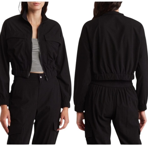 Area Stars NWT Waffle Zip Jacket Waist Length with Front Pockets in Black XS - Picture 2 of 13